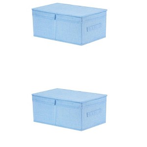 REGALWOVEN Fabric Collapsible Spacious Versatile Storage Bin with Lid and Handle 2 Pcs - 1 of 4
