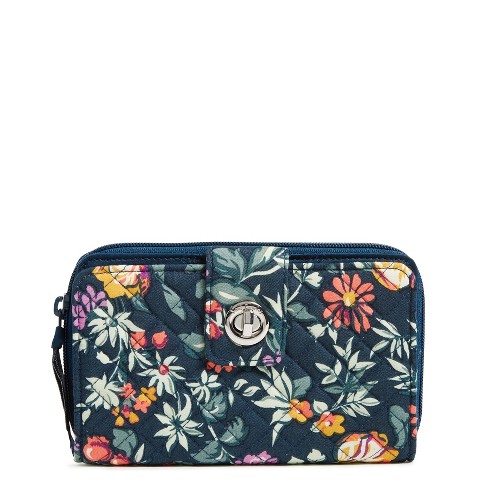 Vera Bradley Women's Cotton RFID Turnlock Wallet Fresh-Cut Floral Green