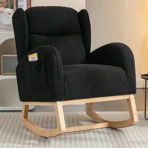 CAVINAS Teddy Upholstered Accent Chair,Modern Rocking Chairs with Wooden Frame and Packet for Bedroom,Reading Room - 1 of 4