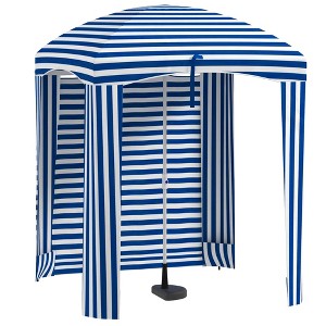 Outsunny 5.9' x 5.9' Cabana Umbrella, Outdoor Beach Umbrella with Windows, Sandbags, Carry Bag - 1 of 4