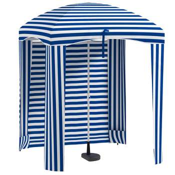 Outsunny 5.9' x 5.9' Cabana Umbrella, Outdoor Beach Umbrella with Windows, Sandbags, Carry Bag