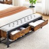 Metal Platform Bed Frame with Vintage Brown Wooden Headboard – Sturdy, No Box Spring Required - 4 of 4