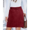 Women's Corduroy High Waist Short Skirt - Trendy Fall Skirt with Elastic Waist & Patch Pockets Wine Red - 2 of 4