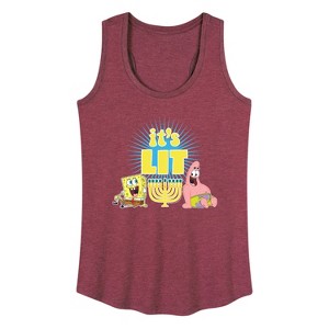 Women's - SpongeBob SquarePants - It's Lit Hanukkah Graphic Racerback Tank - 1 of 4