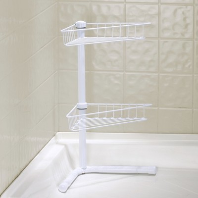 white corner bathroom shelf