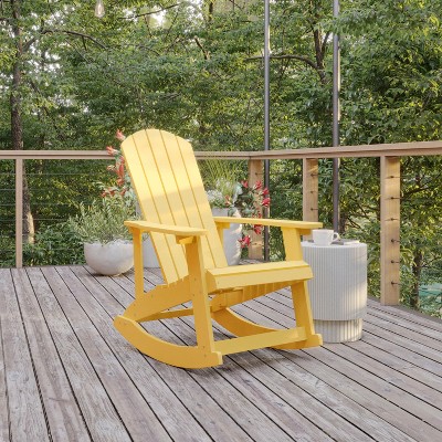 Savannah Yellow Poly Resin Adirondack Rocking Chair with Stainless Steel Hardware