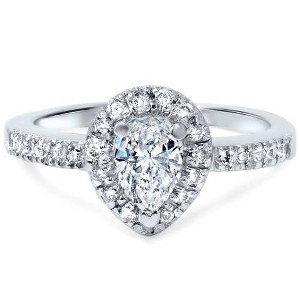 Pompeii3 1/2ct Pear Shape Diamond Engagement Ring 14K White Gold Lab Created - 1 of 4