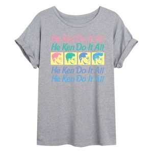 Women's - Barbie - He Ken Can Do It All Stacked Oversized Graphic T-Shirt - 1 of 4