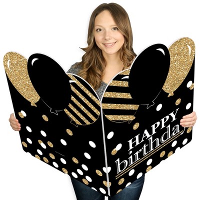 Big Dot of Happiness Adult Happy Birthday - Gold - Happy Birthday Giant Greeting Card - Big Shaped Jumborific Card