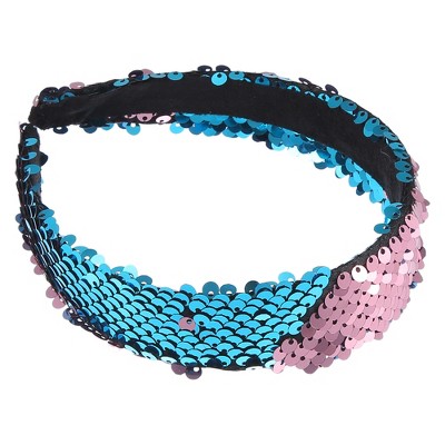 Unique Bargains Women's Sparkle Sequins Headbands Pink Blue 1 Pc