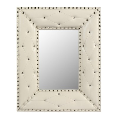 GlasFlength Decorative Wall Mirrors Rectangular Accent Mirror Wall Mirror Polished Mirror Decorative Mirror for Living Room, White, 21"*2.2"*26"