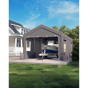 12x20 Ft Heavy-Duty Portable Garage with Canopy Roof, Front and Back Doors, Roll-Up Windows, Portable Carport Reinforced Structure for Cars, Trucks - 1 of 4