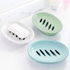 Aoibox 2-Pack Soap Dish with Drain, Plastic Sponge Holder, Easy Cleaning Soap Saver Tray, Caddy for Shower Bathroom Kitchen, White - 2 of 4