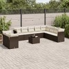 vidaXL 11 Piece Patio Sofa Set with Cushions Brown Poly Rattan - Brown and cream With table - 2 of 4