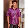 INSPIRE CHIC Men's Button Down Short Sleeve Party 70s Disco Costume Shirt - 4 of 4
