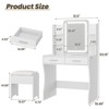 White Makeup Vanity Set with Glass Top & Power Strip, 3 Lighting Modes - 2 of 4
