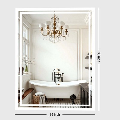 PAIHOME Backlit Bathroom Mirror with Anti-Fog - Dimmable Wall-Mounted Vanity Mirror with 3 Color Temperatures and Memory Function