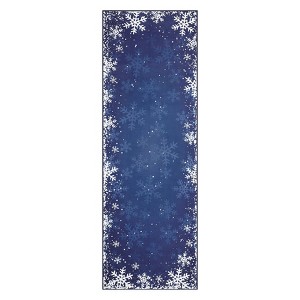 Washable Christmas Living Room Rugs, Home Decorative Snowflake Print Bedroom Rugs, Soft Non Slip Xmas Carpet for Kids Room - 1 of 4
