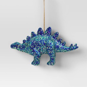 5" Christmas Plastic Chunky Glitter Dinosaur Ornament Blue - Wondershop™ - 1 of 3