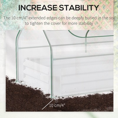 Outsunny Steel Raised Garden Bed with Clear Plastic Greenhouse Cover
