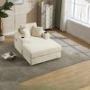 Corduroy Chaise Lounge Sofa,Upholstered Accent Chair with Cup Holder and Storage Pocket,Modern Lounge Chair for Living Room or Bedroom-Koiai - 3 of 4