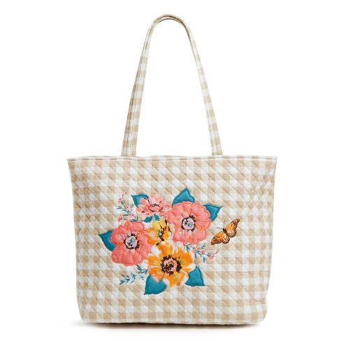 Vera Bradley Women's Recycled Cotton Vera Tote Bag Peach Blossom Picnic ...