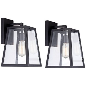 John Timberland Arrington Modern Wall Light Sconces Set of 2 Mystic Black Hardwire 8" Fixture Clear Glass for Bedroom Bathroom Vanity Living Room Home - 1 of 4