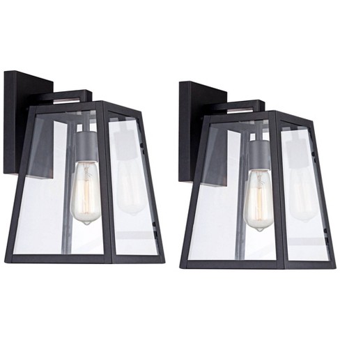 Modern Black Wall Sconce Clear Glass Bathroom 2 Pack