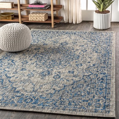 Rozetta Boho Medallion Gray/Navy 8' x 10' Reversible Outdoor Rug
