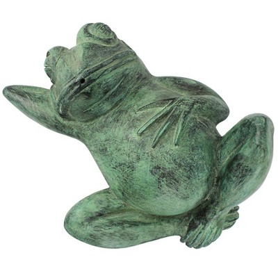 Emerald Verde Bronze Spitting Lazy Frog Garden Statue