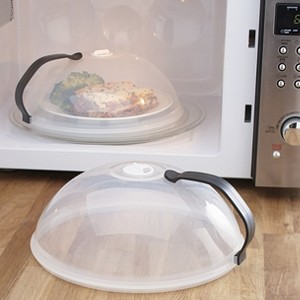 The Lakeside Collection Clear Microwave Lids with Handle and Steam Vent - Set of 2 - 1 of 4