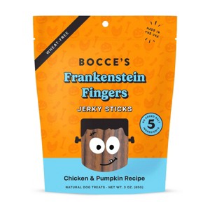 Bocce's Bakery Chicken and Pumpkin Flavor Frankenstein Finger Jerky Sticks Dog Treats - 3oz - 1 of 2