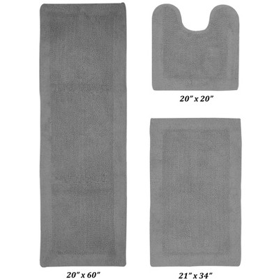 Edge Bath Rug 100% Premium Cotton Ultra-Soft Water Absorbent Tufted Solid Reversible 4 Piece Bathroom Rug Set for Machine Washable Bathmat