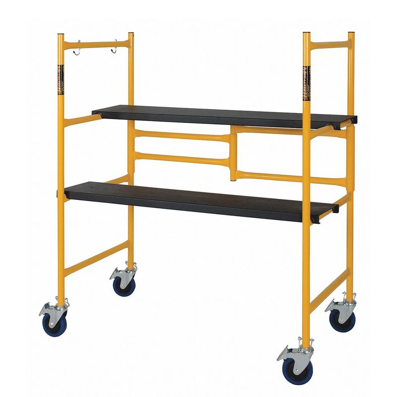 MetalTech 4 Foot High Portable Adjustable Platform Basic Mini Mobile Scaffolding Ladder with Locking Wheels, 1 of 7