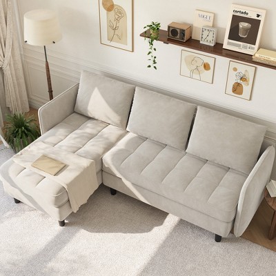 L Shape Sofa Couch,  76 Inch Chenille Sectional Sofa with Storage, Small Couch for Living Room Apartment