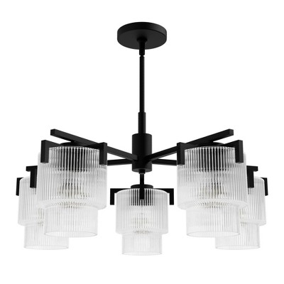 Hunter Fans 27.3" Ontario 5 Light Chandelier Matte Black Ceiling Light