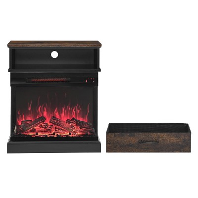 Chery Life 25 inch Stand Side Table with 3-Sided glass Electric Fireplace