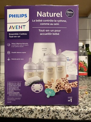 Philips AVENT Natural con pezón de respuesta natural, set de regalo todo en  uno con jirafa acurrucada, SCD839/01