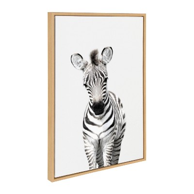 Natural Wood Framed Baby Zebra Canvas Print, 23" x 33"