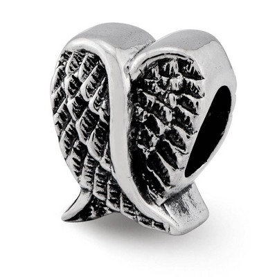 Black Bow Jewelry Sterling Silver Antiqued Heart Shaped Wings Bead Charm