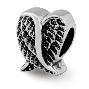 Black Bow Jewelry Sterling Silver Antiqued Heart Shaped Wings Bead Charm - 1 of 4