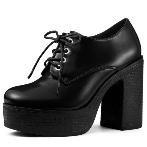 Allegra K Women s Platform High Chunky Heel Ankle Booties Black 10