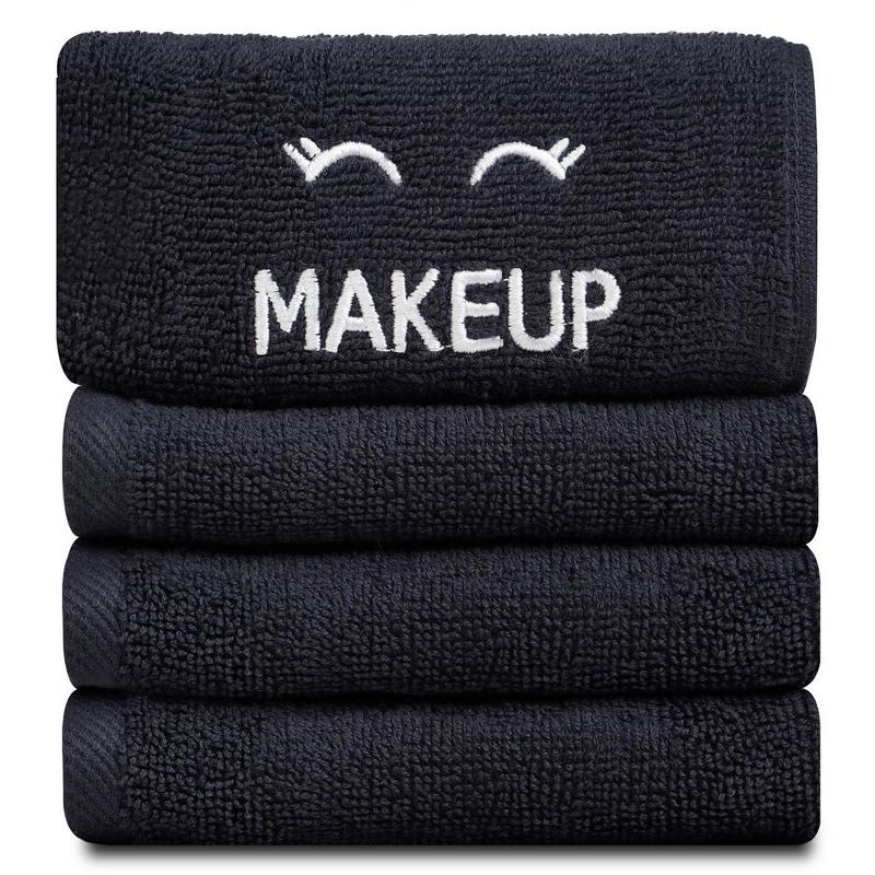 White Classic 100% Cotton Bleach Safe Makeup Towels - 13x13" Black, 2 of 7