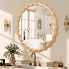 Round Wavy Wood Wall Mirror with Whitewash Edge Decorative Circle Mirror for Bathroom Vanity, Bedroom, Entryway, Living Room-The Pop Home - 2 of 4