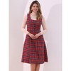 INSPIRE CHIC Women's Plaid Vintage Sleeveless High Waist Midi Pinafore A-Line Dress with Pocket - 2 of 4