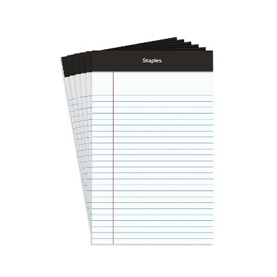 Staples Notepads 5" x 8" Narrow White 100 Sheets/Pad 6 Pads/Pack (13770) 398211