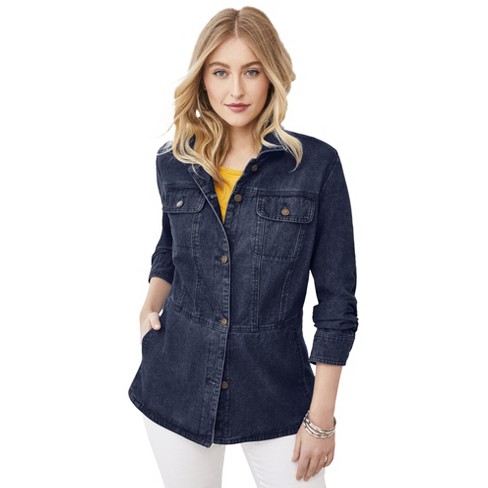 Jessica London Women’s Plus Size Peplum Denim Jacket, 22 W - Indigo ...