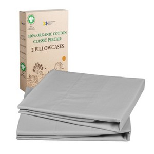100% Organic Cotton Pillowcase Set, Percale- California Design Den - 1 of 4
