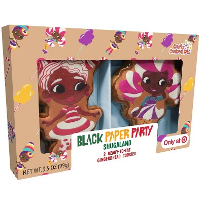 Black Paper Party Shugaland Pre-Decorated Ready-to-Eat Gingerbread Character Cookie Set - 2ct/3.5oz