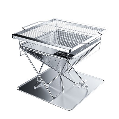Artloge 19 Inch Outdoor Portable Stainless Steel Smokeless Wood Burning Fire Pit Grill with Carrying Bag for Backyard Camping